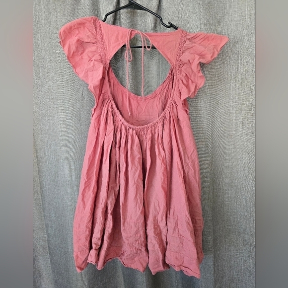 Free People Big Bloom Hailey Mini Dress small Overlay Open Back Scoop Neck Pink - Picture 2 of 6